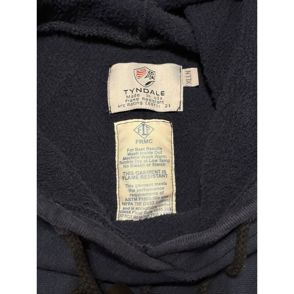Tyndale Hoodie XLLN Mens Blue Flame Resistant FR Fleece Pullover USA Lineman EUC - Picture 5 of 8